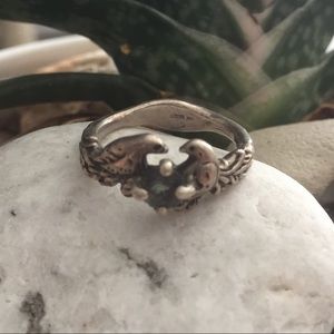 Topaz birds silver ring